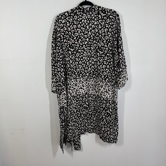 Saltwater Luxe Black & White Animal Print Boho Kimono Cardigan Medium - Picture 10 of 13